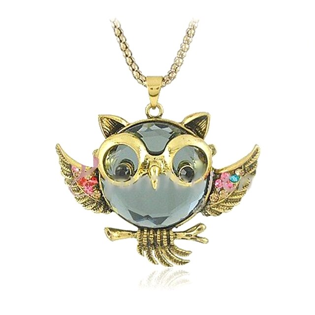  Women's Pendant Necklace Vintage Necklace Owl Ladies Personalized Luxury Fashion Acrylic Imitation Diamond Alloy Golden Necklace Jewelry 1pc For Daily Casual