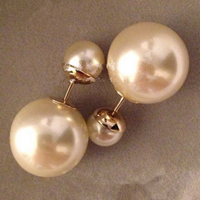  Women's Stud Earrings Pearl Imitation Pearl Gold Pearl Round Jewelry Wedding Party Daily Casual