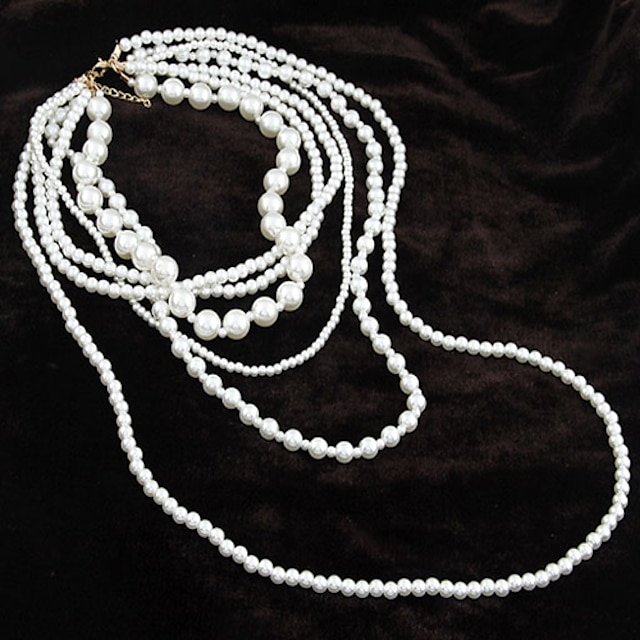  Collier de Perle Femme Perle Blanc dames Blanc Nacré Colliers Tendance Bijoux pour Soirée Quotidien