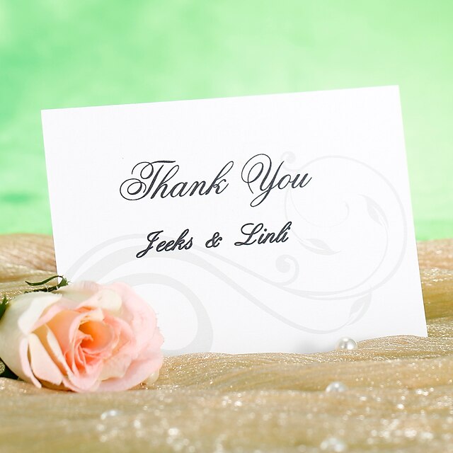  Não personalizado Cartão Raso Convites de casamento Cartões de Obrigado-12 Peça/Conjunto Estilo Floral Papel Pérola 3 ½