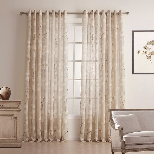  Dois Painéis Tratamento janela Rústico Quarto Linho/Mistura de Algodão Material Sheer Curtains Shades Decoração para casa For Janela