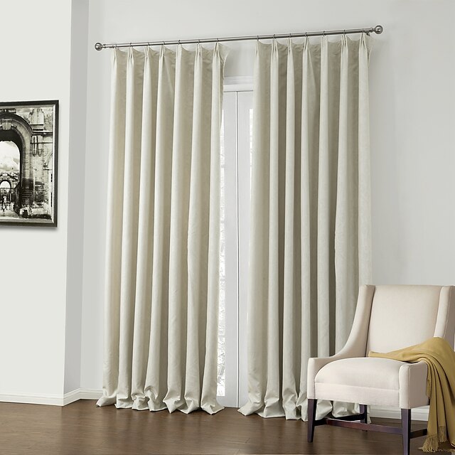  Rod Pocket Grommet Top Tab Top Double Pleat Two Panels Curtain Neoclassical, Embossed Polyester Material Blackout Curtains Drapes Home