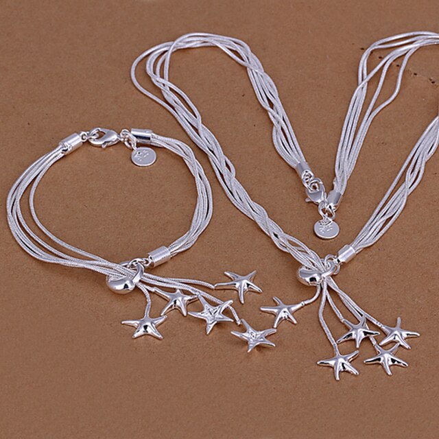  Silver Plated Necklaces Bracelets & Bangles For Party Birthday Engagement Gift Daily Wedding Gifts