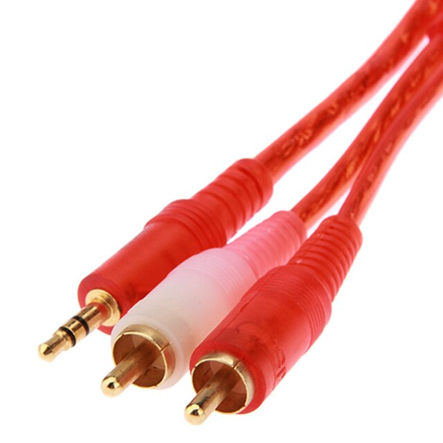  jsj® 1.8m 5.904ft 3,5 mm stereo de sex masculin a 2 cabluri audio masculin rca - roșu