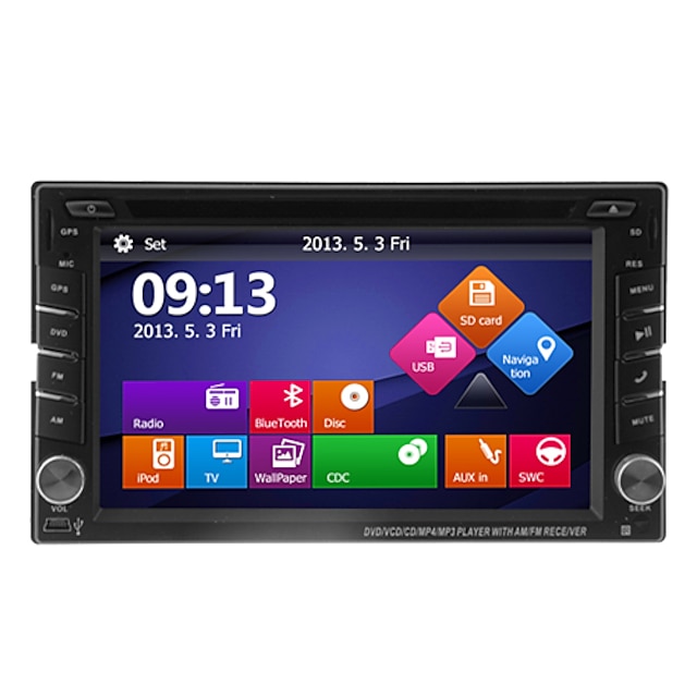  TH8129GA 6.2 inch 2 DIN Windows CE 6.0 / Windows CE In-Dash Car DVD Player Touch Screen / GPS / Built-in Bluetooth for universal Support / iPod / 3D Interface / Steering Wheel Control