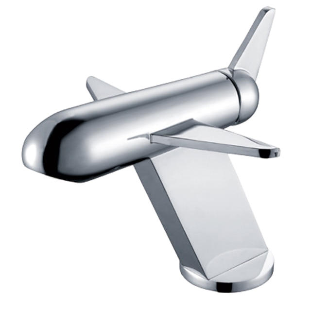  Современной хромированной отделкой Самолет форма Один Смесители для ванной ручки раковины