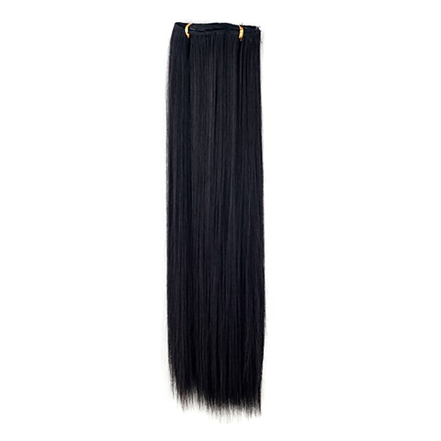  Kanekalon 7-layer 55-centimeter Straight Clip-in Hair Extensions (Black)