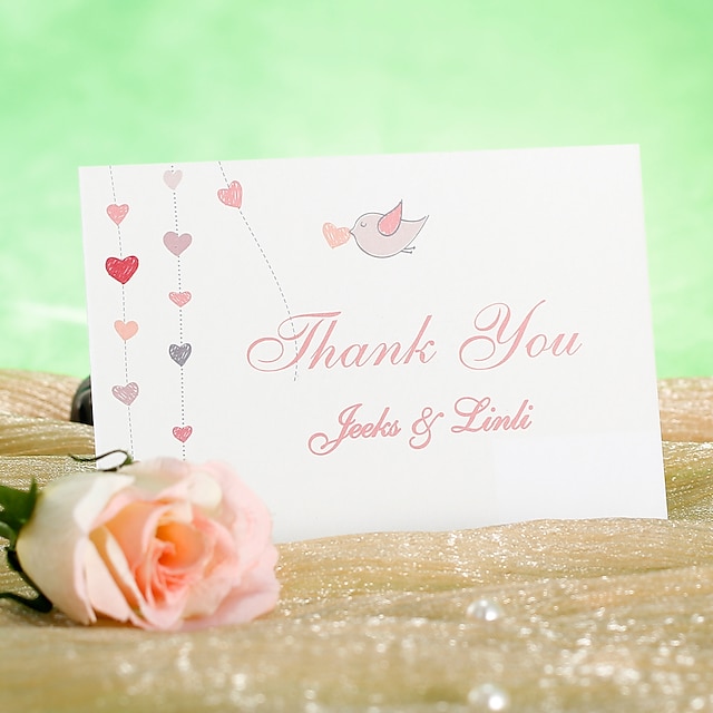  Плоские Свадебные приглашения Спасибо карты Классический Розовая бумага 9cm*12.5см