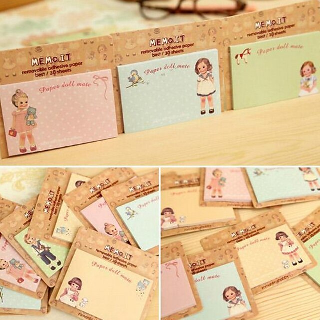  Europe and the United States Little Doll Pattern Self-Stick Note(Random Color)