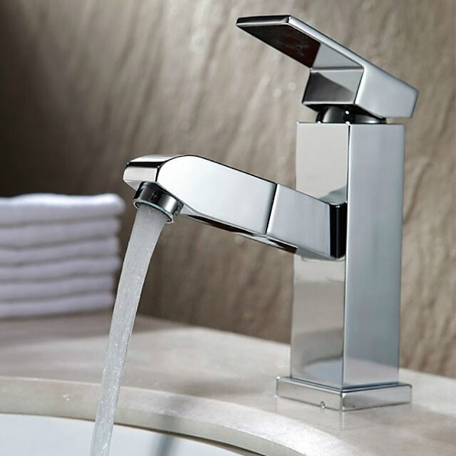  Håndvasken vandhane - Træk-udsprøjte Krom Centersat Enkelt håndtag Et HulBath Taps