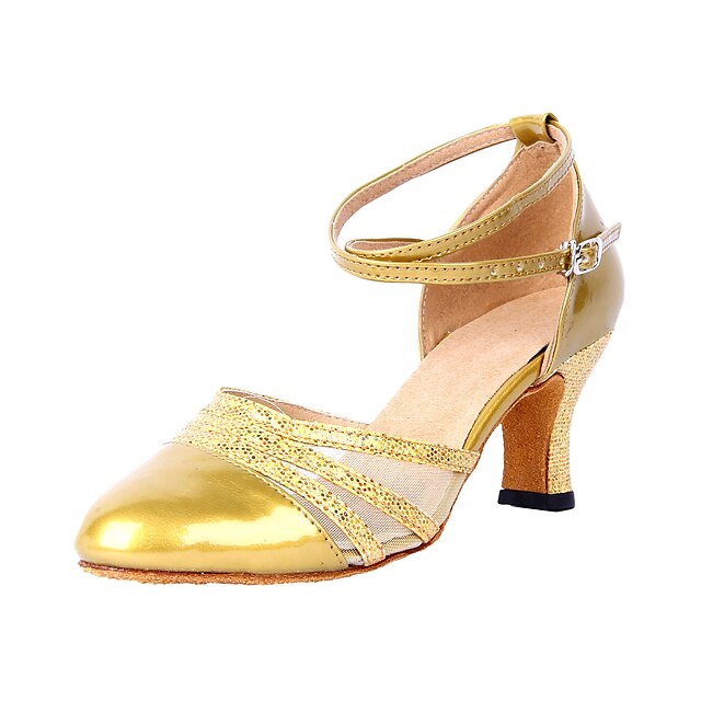  Women's Modern Ballroom Leatherette Heels Customized Heel Black Silver Gold Customizable
