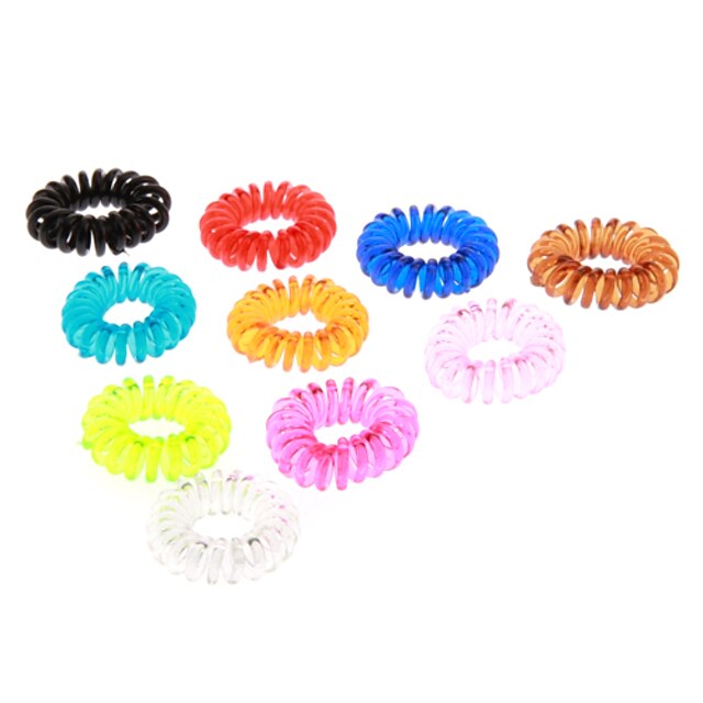  (10pcs)Fashion Multicolor Plastic Hair Ties For Kids(Orange,Green And More)