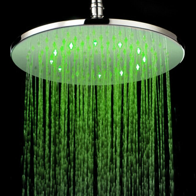  Chrome Finish Round 3 Colors LED Shower Head