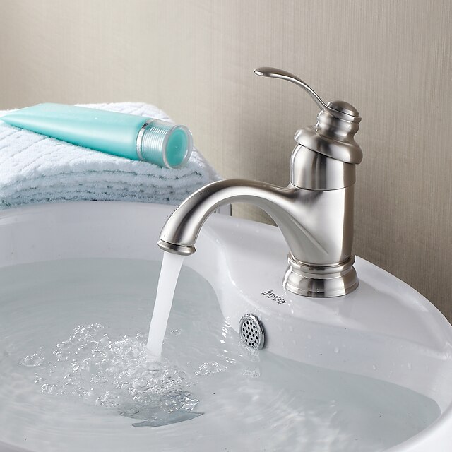  Bathroom Sink Faucet - Standard Nickel Brushed Centerset One Hole / Single Handle One HoleBath Taps