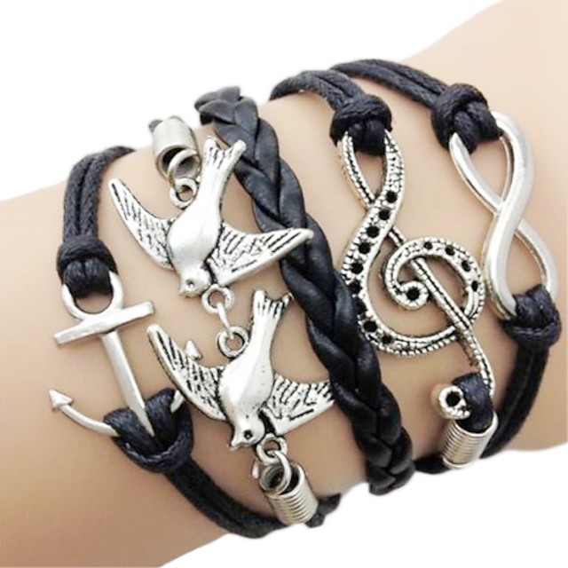  Women's Wrap Bracelet Music Music Notes Anchor European Fashion Fabric Bracelet Jewelry Black For Daily Casual