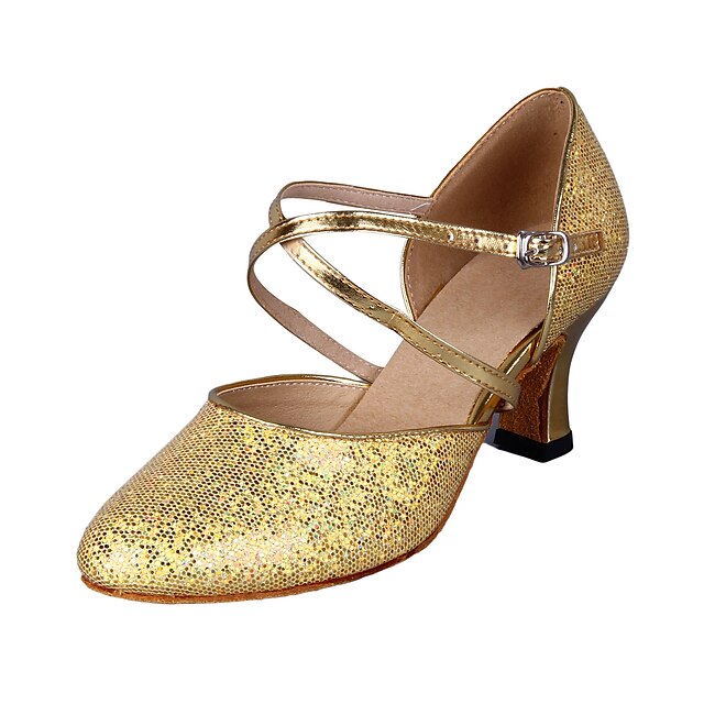  Mulheres Sapatos de Dança Moderna / Dança de Salão Glitter / Courino Salto Salto Personalizado Personalizável Sapatos de Dança Prateado /