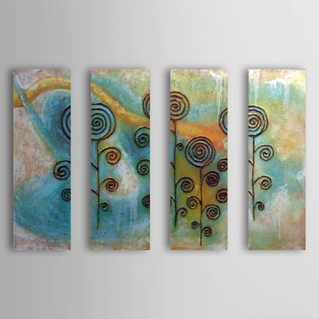  Hand-Painted Abstract Four Panels Canvas Oil Painting For Home Decoration