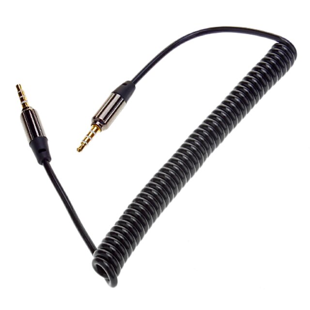  Retractable Spring 3.5mm Audio Male to Male Connection Cable Black (1.5M)