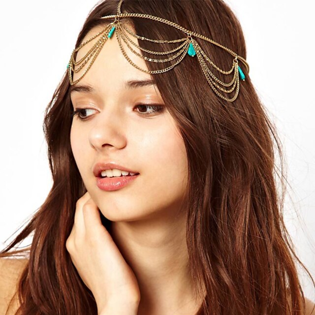 Women's Headband Headwear Tassel Alloy Headbands Party Daily / Gold