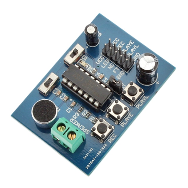  ISD1820 Sound / Äänen tallennus ja toisto Module Board (3 ~ 5V)