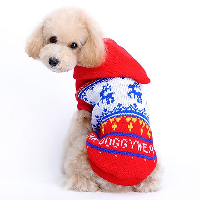  Cat Dog Sweater Hoodie Dog Clothes Reindeer Red Woolen Costume For Spring &  Fall Winter Men's Women's Christmas