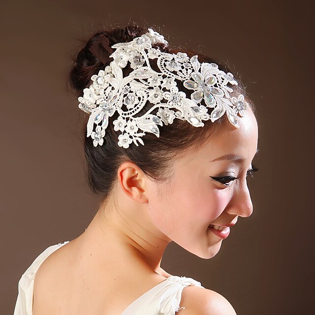  Lace Blumen mit nachgemachte Perlen-Hochzeit Kopfschmuck