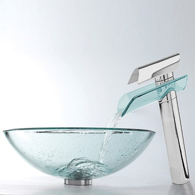  Grifería de Baño Moderno - Vidrio Templado Redondo Vessel Sink