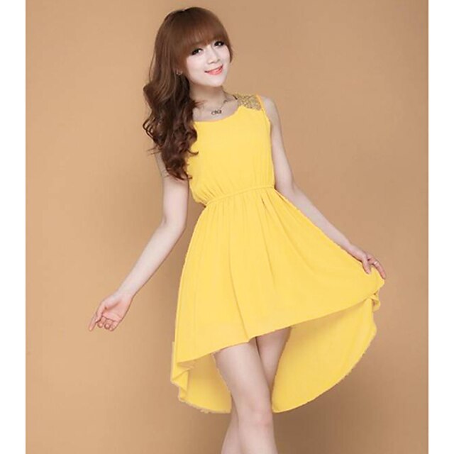  Yellow Dress - Sleeveless Summer Yellow Green Watermelon