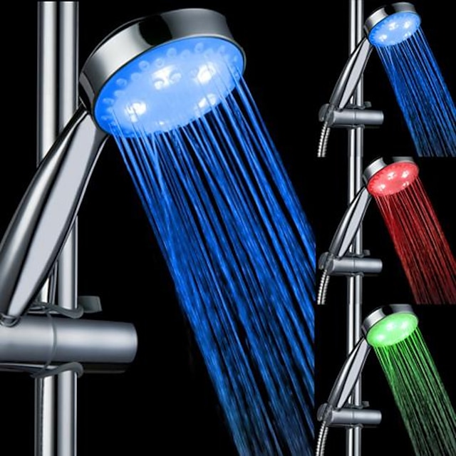  7 Colors Handy Water-temperature Control LED Light Top Spray Shower Head Bathroom