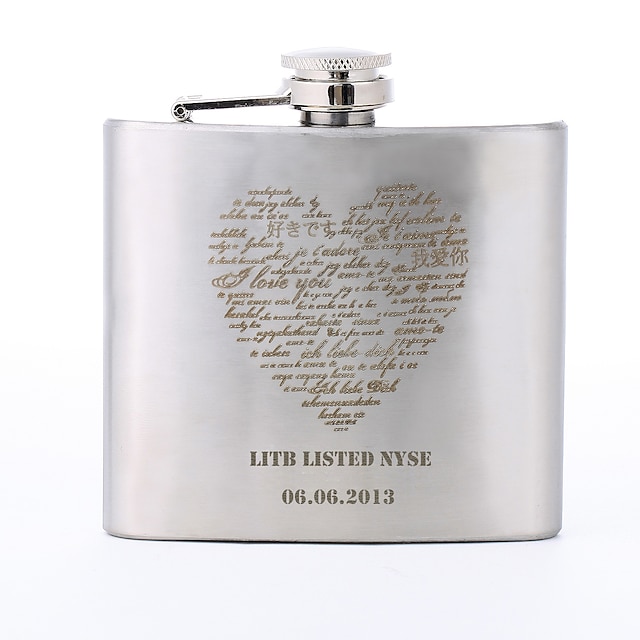  Personalized Gift Heart Pattern 5oz Metal Capital Letters Flask