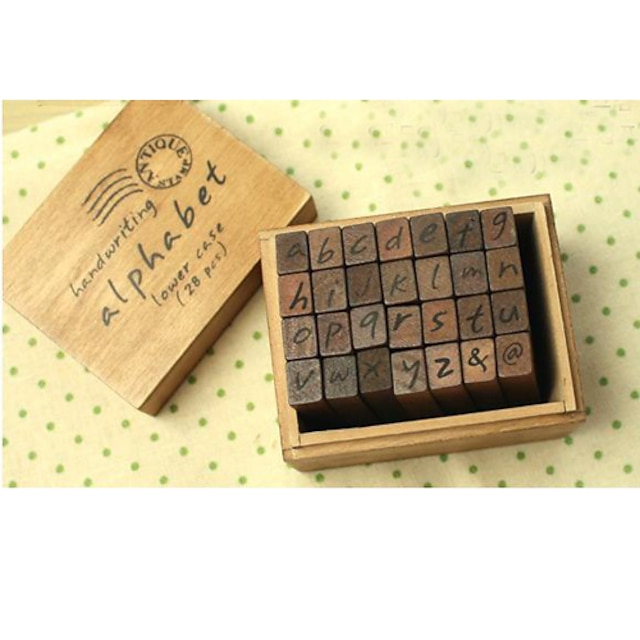  Lowercase Letters Wooden Stamps Set(28 PCS)