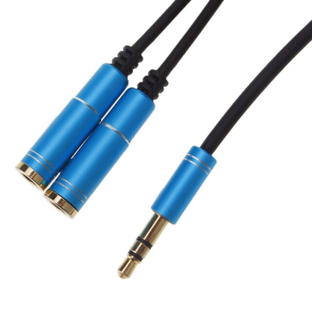 3.5mm pentru căști Masculin la 2 Feminin Splitter Cablu albastru (0,3 M)