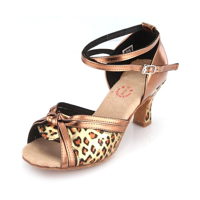  Women's Latin Ballroom Leatherette Sandal Heel Buckle Animal Print Stiletto Heel Leopard Leopard Non Customizable
