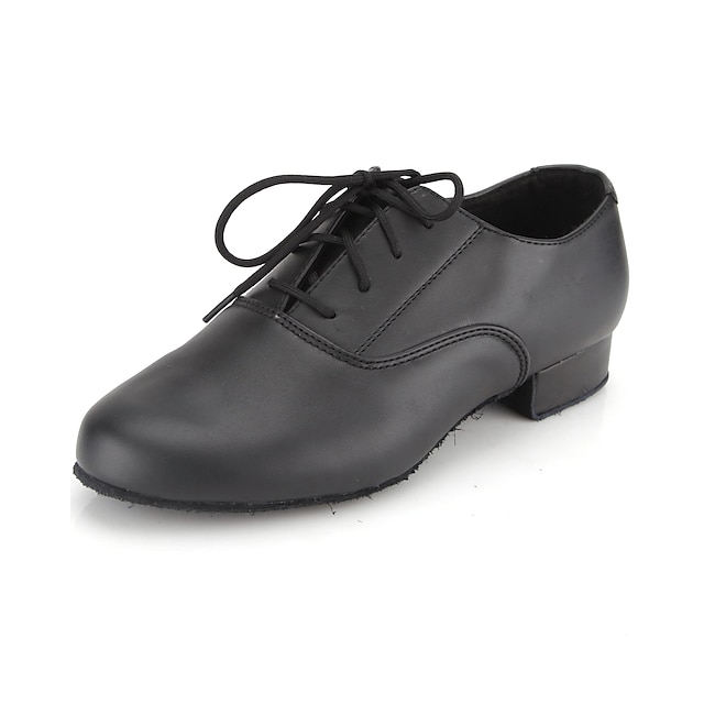  Hombre Zapatos de Baile Latino Salón Baile en línea Zapatos de personaje Oxford Con Cordón Tacón Bajo Niños Negro