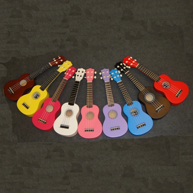  ukulele soprano tiglio con le stringhe / picconi (multicolore)