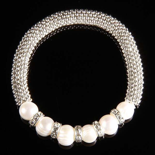  Bílá Perla Řetěz Klasické Slitina Náramek šperky Pro Párty Dar Denní