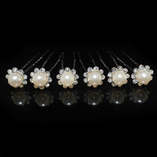Beautiful Six Pieces Alloy Wedding Bridal Hairpins With Rhinestones And Imitation Pearls2