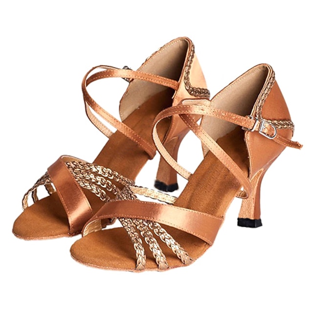  Damen Schuhe für den lateinamerikanischen Tanz Absätze Satin Bronze / Ballsaal / Salsa Tanzschuhe / EU36