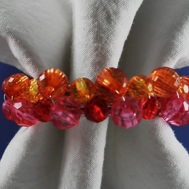  Bracelet Acrylic Beads Napkin Ring, Dia4.2-4.5cm Set of 12