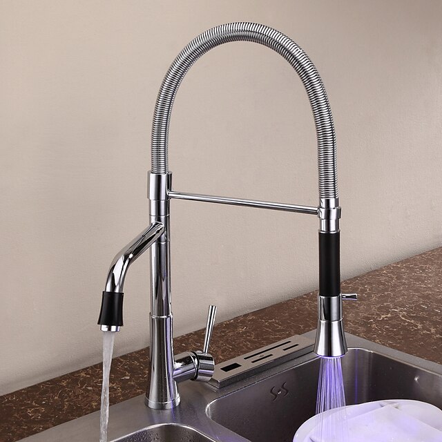  Robinet de Cuisine - 1 trou Chrome Montage contemporain Kitchen Taps / Mitigeur un trou