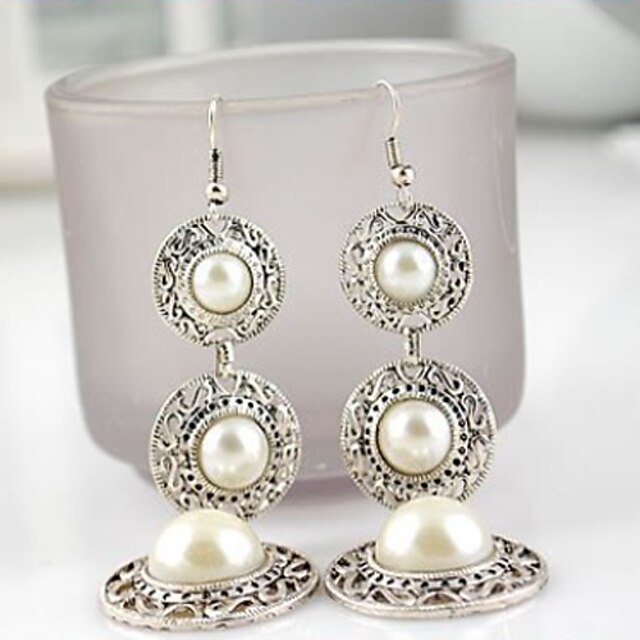  Women's Drop Earrings Chandelier Folk Style Pearl Imitation Pearl Earrings Jewelry White / Rose Gold For