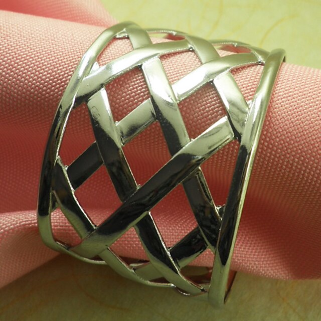  Metal Round Napkin Ring Patterned Eco-friendly Table Decorations 12 pcs