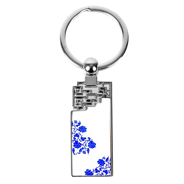  personlig graverad gåva kreativa blå och vita lotus mönster nyckelring