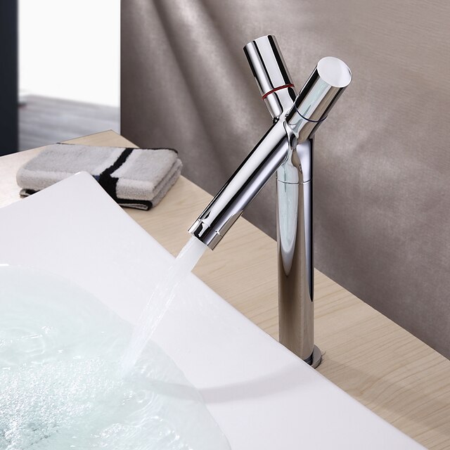  Bathroom Sink Faucet - Standard Chrome Centerset One Hole / Two Handles One HoleBath Taps