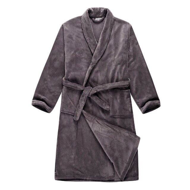  Peignoir, velours gris couleur solide vêtement - 2 Taille disponible