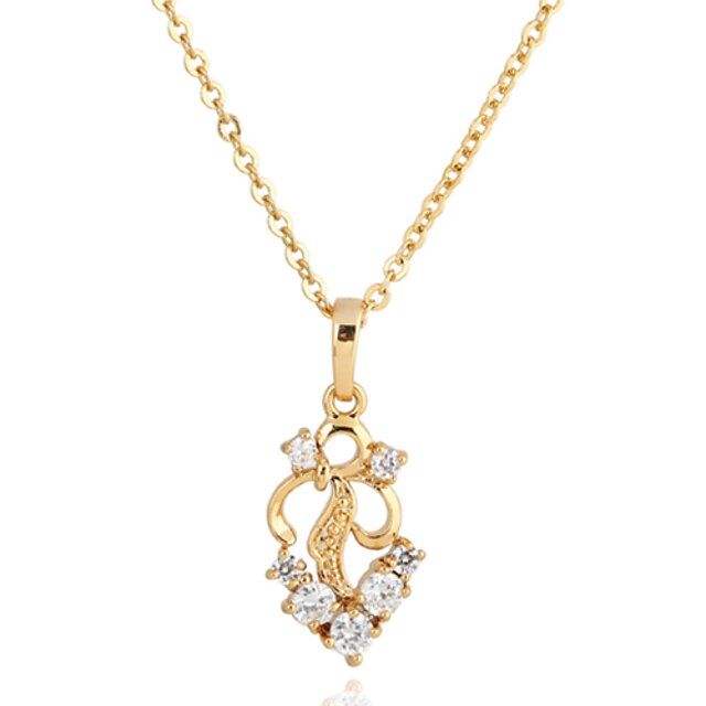  Blanc or 18K Pendentif zircon Incl Yueli femmes. Collier D0360