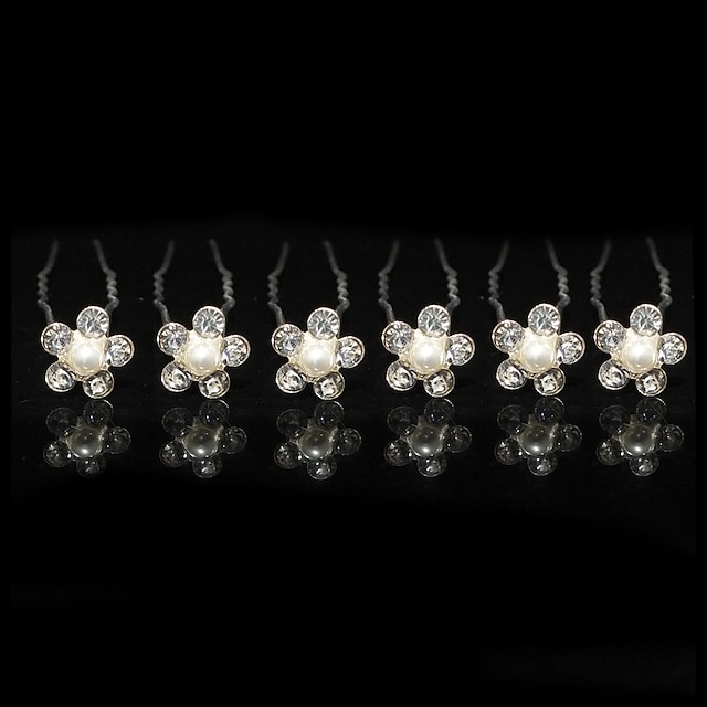  Nice Six Pieces Alloy Wedding Bridal Hairpins With Rhinestones And Imitation Pearls