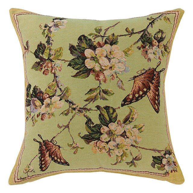  1 pcs Cotton Polyester Pillow With Insert, Floral Country