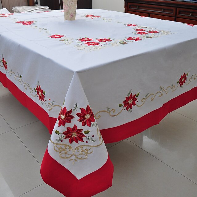  Poly / Cotton Blend Rectangular Table Cloth Floral Table Decorations