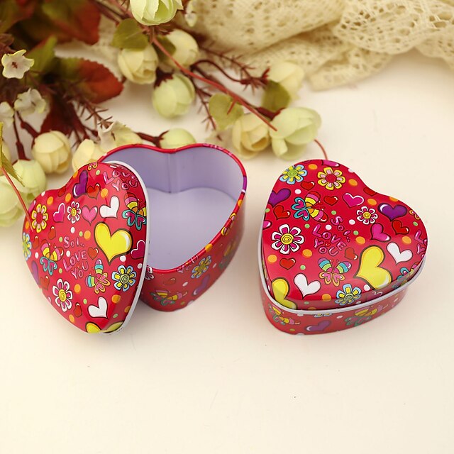 12 Piece/Set Favor Holder Heartshaped Tins Favor Tins and Pails